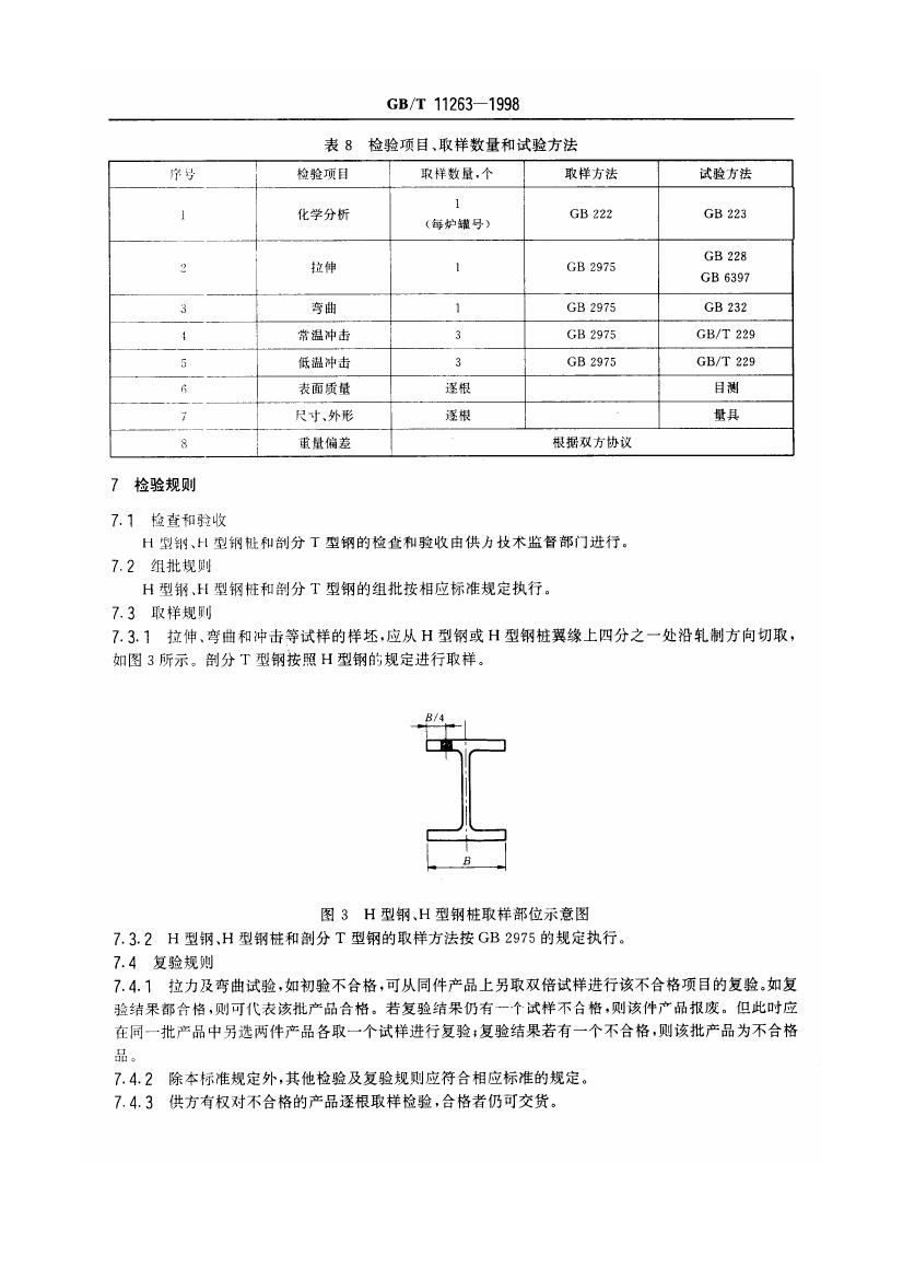 熱軋H型鋼和部分T型鋼 國標 GBT 11263-19980013