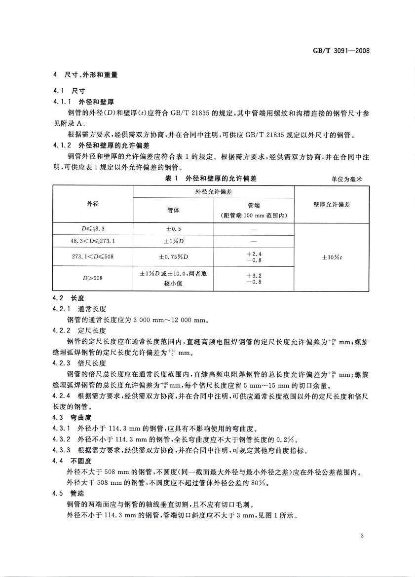 低壓流體輸送用焊接鋼管 國標 GBT 3091-2008 代替GBT 3091-20010004